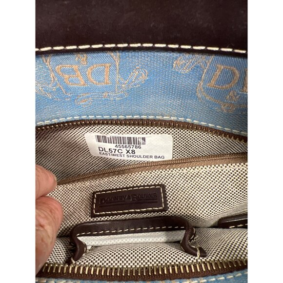 Dooney & Bourke Eastwest Shoulder Bag Blue/Brown Monogram Canvas & Leather Trim - Picture 4 of 4